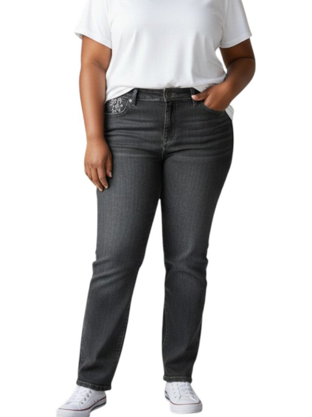Style & Co Gray Bootcut Jeans Womens 10 Tummy Control Stretch Denim